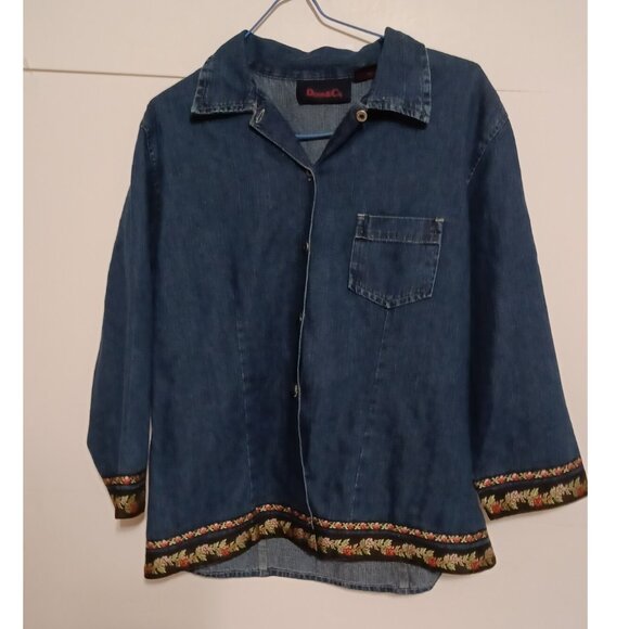 Denim & Co. Jackets & Blazers - Denim & Co. Denim Jacket Womens S Floral Embroidered Blue Button Front